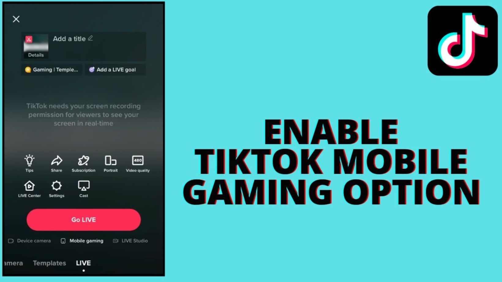 how to get tiktok mobile gaming